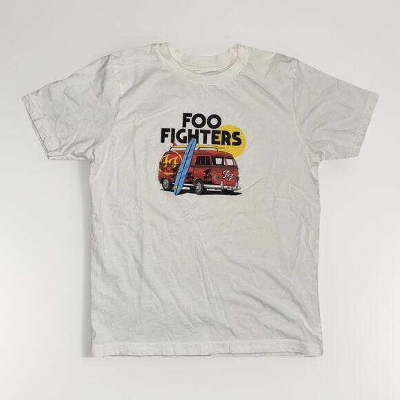 Foo Fighters VW Bus Graphic Band T-Shirt White XS 15x20 Rock Tour Tee Surf Van - Picture 1 of 2
